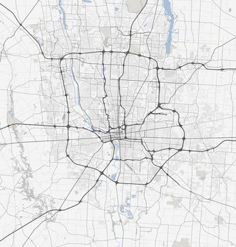 Map Columbus City. Ohio Roads