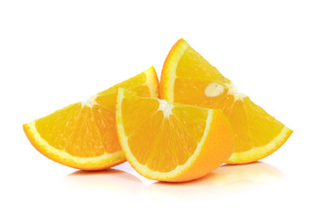 sliced orange on white background