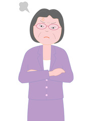 怒っているシニアのビジネスウーマン