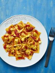 italian ravioli pasta in tomato sauce