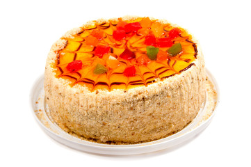 Festive homemade cake, sweet pastry, covered with icing