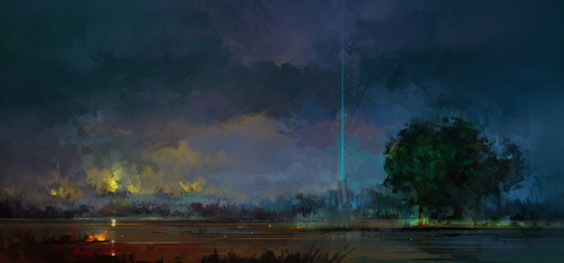 painted night landscape © khius