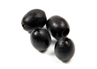 Black olives isolated on a white background