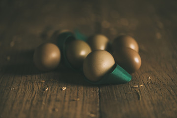 Group Of Eggs on Sawdust