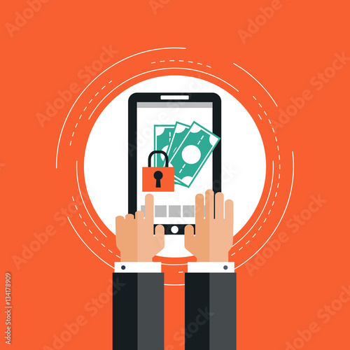 security and secure money transfer flat vector illustration