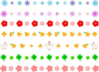 かわいいライン素材セット（冬～春）
