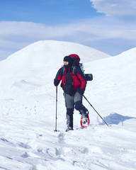 Fototapeta na wymiar Winter hiking.