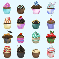 Set of cute vector cupcakes and muffins.