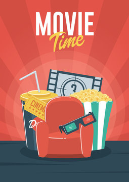 Movie Time. Can be used for flyer, poster, banner, ad, and website background.