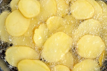 Fried potatoes in oil