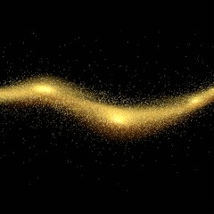 Fototapeta na wymiar Abstract dark background with golden dust curve line. Vector illustration.