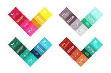 Square and stripes geometric infographic templates