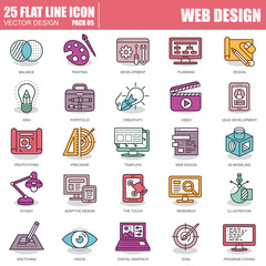 Line web design and development icons