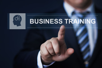 businessman pressing button on virtual screens