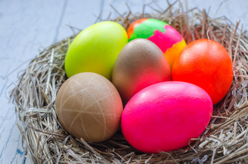 Easter eggs in the nest