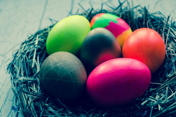 Easter eggs in the nest