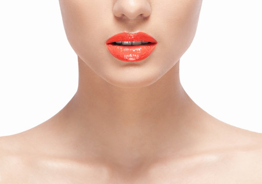 woman orange lips