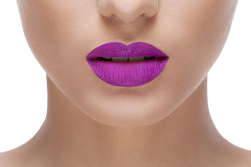 woman purple lips