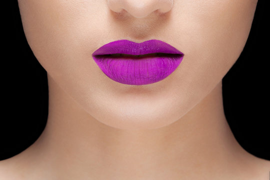 woman purple lips