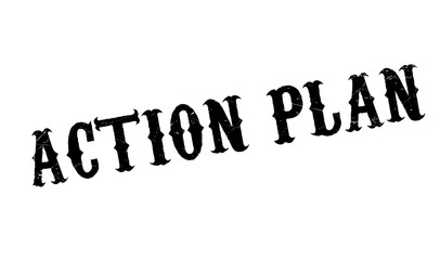 Action Plan rubber stamp. Grunge design with dust scratches. Effects can be easily removed for a clean, crisp look. Color is easily changed.