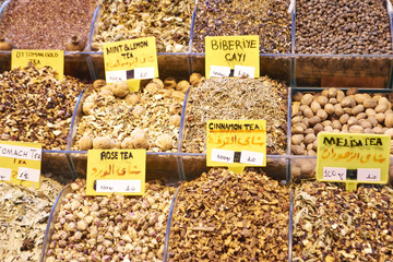 tea with names at the Eastern market