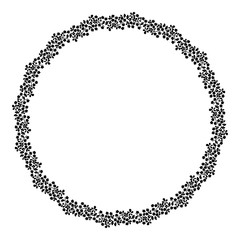 Round black and white frame of flowers.