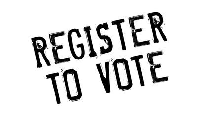 Register To Vote rubber stamp. Grunge design with dust scratches. Effects can be easily removed for a clean, crisp look. Color is easily changed.