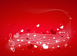 Naklejka premium Music background with hearts