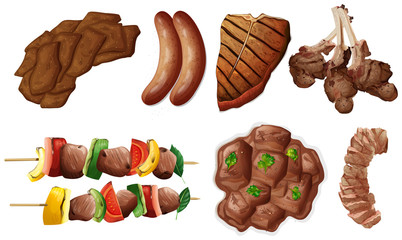 Different kinds of meals with beef