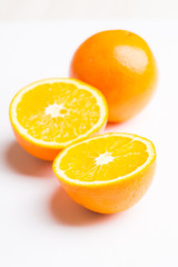 orange sliced on a white