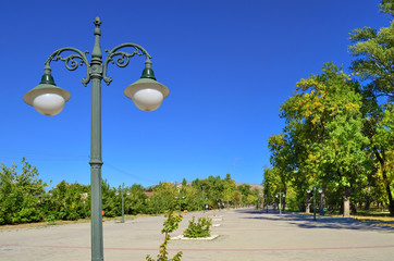 City Park in summer with old city light, Bitola, Macedonia