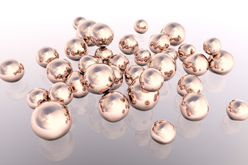 Copper nanoparticles, 3D illustration. Nanotechnology, scientific and research background