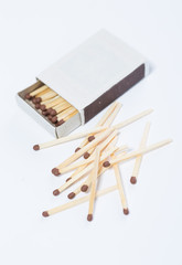 box of matches on a white