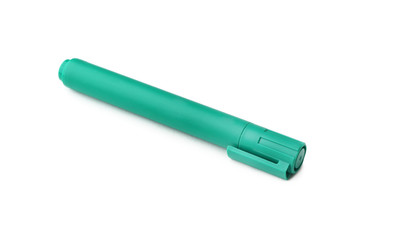 Green felt pen on white background