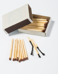 box of matches on a white