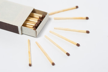 box of matches on a white
