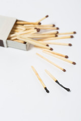 box of matches on a white