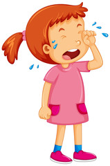 Girl in pink dress crying