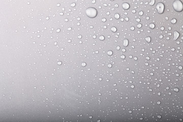 Drops of water on a color background. Gray