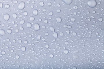 Drops of water on a color background. Gray