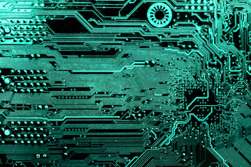 Circuit board. Electronic computer hardware technology. Motherboard digital chip. Tech science...