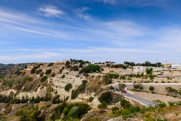 Scenic mountain road in Kefalos village, Kos island, Dodecanese, Greece
