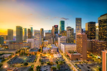 Stoff pro Meter Skyline von Downtown Houston © f11photo