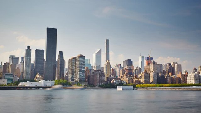 New York Manhattan View from Queens Motion Timelapse