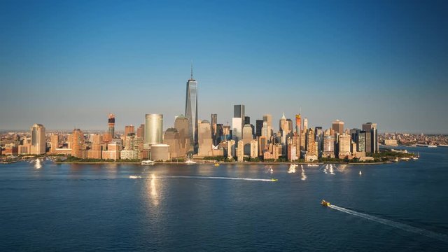 New York Manhattan island Sunset Timelapse