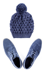 Set of accessories fashion clothes seen from above, top view