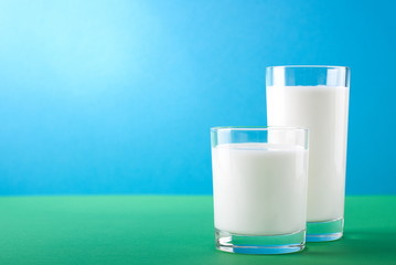 organic milk in the glass on the nature