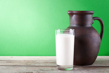 organic milk on the table on nature