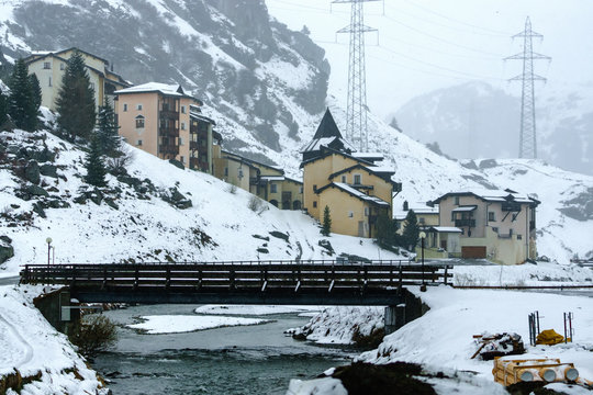Village in winter time from St.moritz Switzerland
