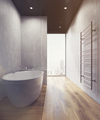 Obraz na płótnie Canvas Bathroom with white bathtub, toned